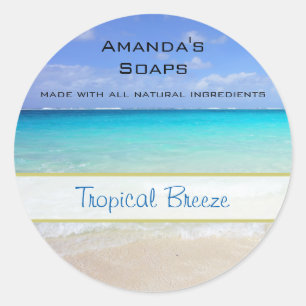 Azure Blue Caribbean Tropical Beach Soap Runder Aufkleber