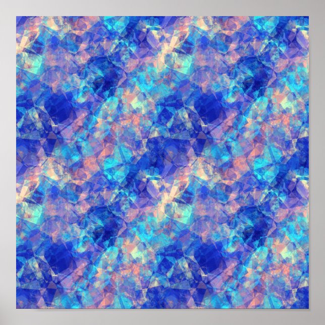 Azure Blue Crumpled Texture Poster (Vorne)
