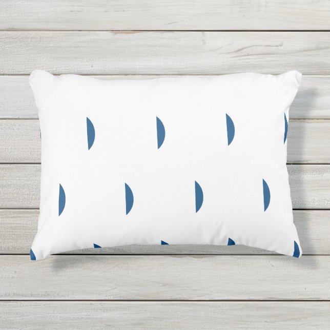 Azure Blue Geometric White Polka Dots Dekokissen (Vorderseite)
