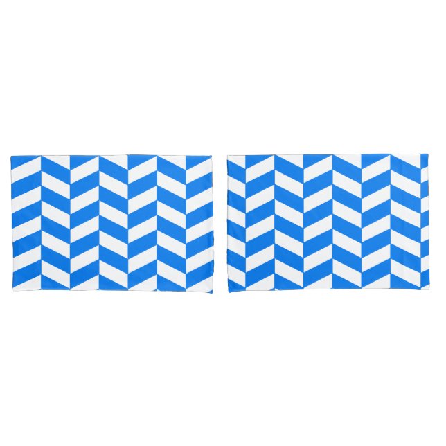 Azure Blue Herringbone Kissenbezug (Vorderseite-Set)