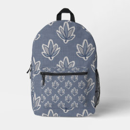 Azure Blue Leaf Leinen Look Bedruckter Rucksack