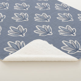 Azure Blue Leaf Linen Look Sherpadecke