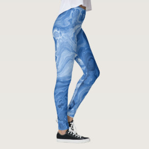 Azure Blue Malachite Marble Wirbel Art Pattern Leggings
