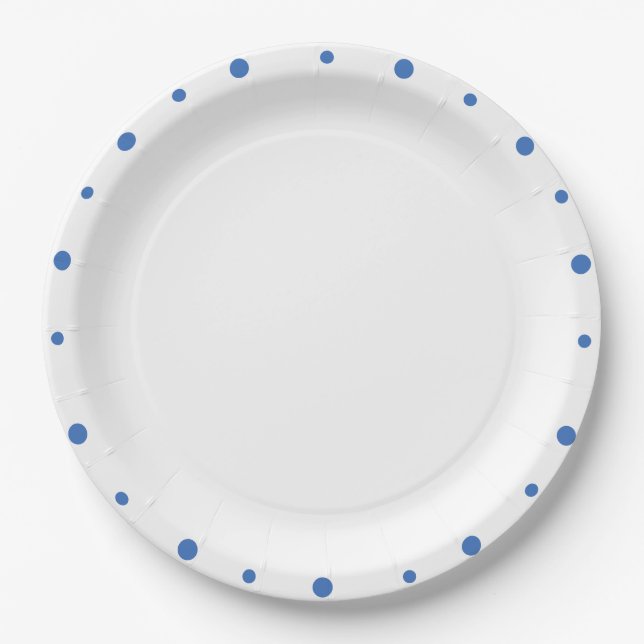 Azure Blue Polka Dots White Pappteller (Vorderseite)
