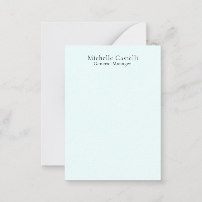 Azure Blue Professional Unique Classical Simple Mitteilungskarte (Vorderseite)