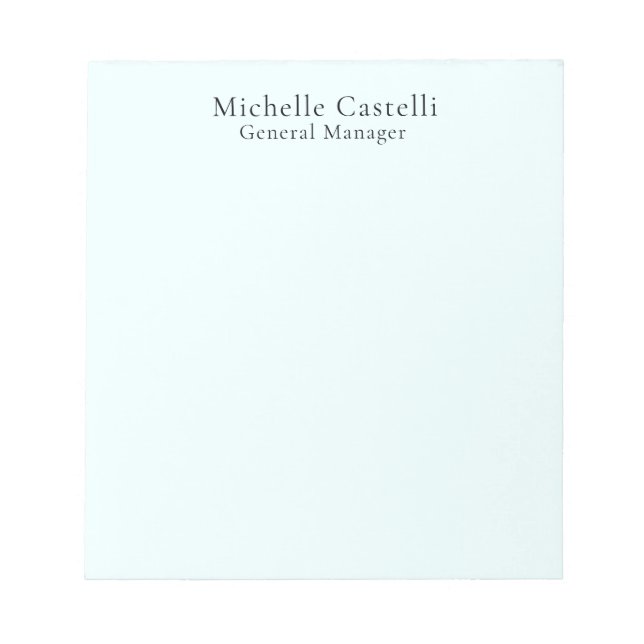 Azure Blue Professional Unique Classical Simple Notizblock (Vorderseite)