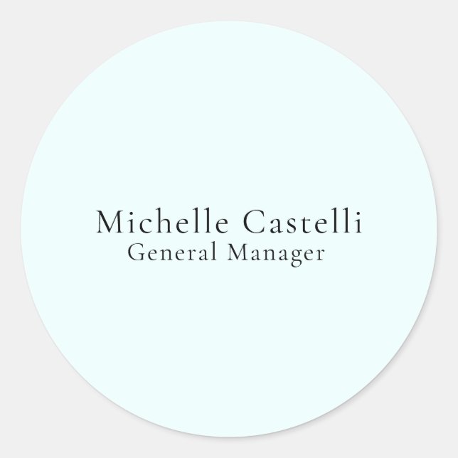 Azure Blue Professional Unique Classical Simple Runder Aufkleber (Vorderseite)