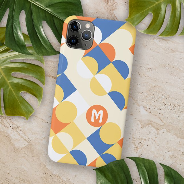 Azure Blue Sunny Yellow Midjahrs Circles-Muster iPhone 13 Pro Max Hülle (Von Creator hochgeladen)