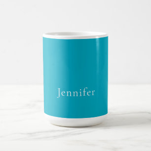 Azure Blue Trendy Moderner Minimalistischer Name Kaffeetasse