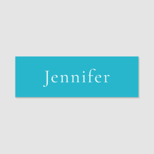 Azure Blue Trendy Moderner Minimalistischer Name Namensschild
