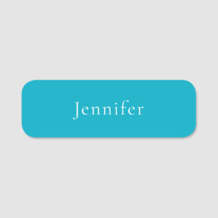 Azure Blue Trendy Moderner Minimalistischer Name Namensschild