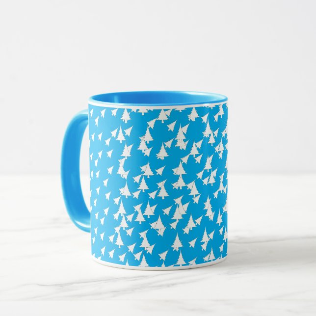 Azure Blue White Trees Combo Tasse (Vorderseite Links)