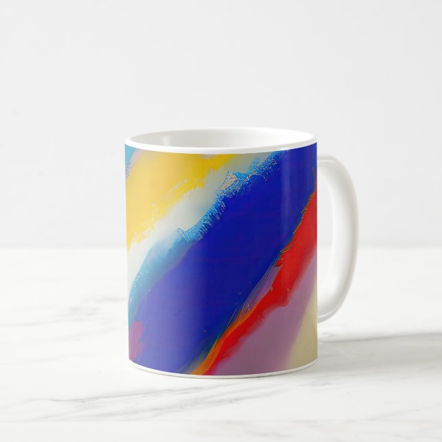 "Azure Cascade" Abstrakte Kunst Kaffeetasse (VorderseiteRechts)