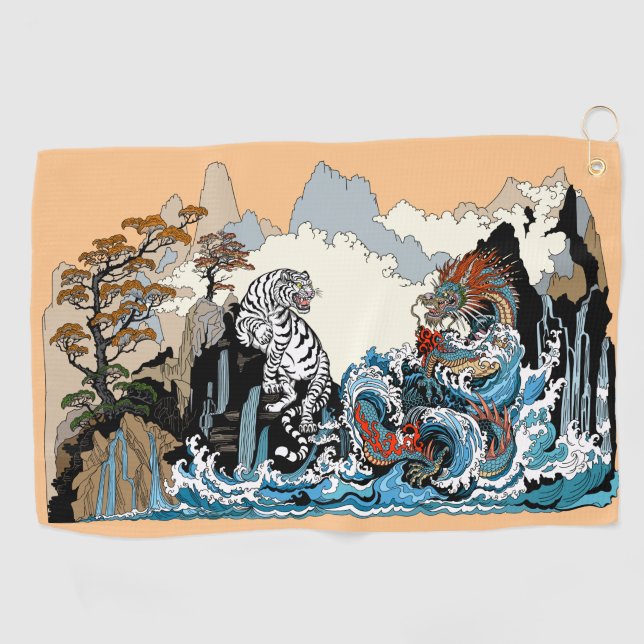 Azure Dragon und White Tiger. Abbildung Golfhandtuch (Horizontal)