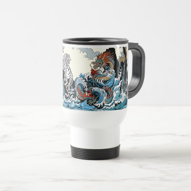 Azure Dragon und White Tiger. Abbildung Reisebecher (VorderseiteRechts)