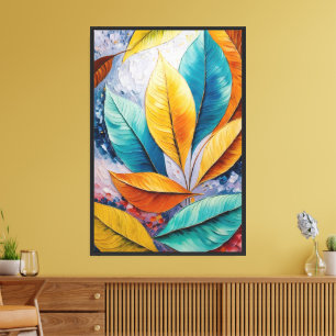 Azure Dreamscape Celestial Leaf Painting Leinwanddruck