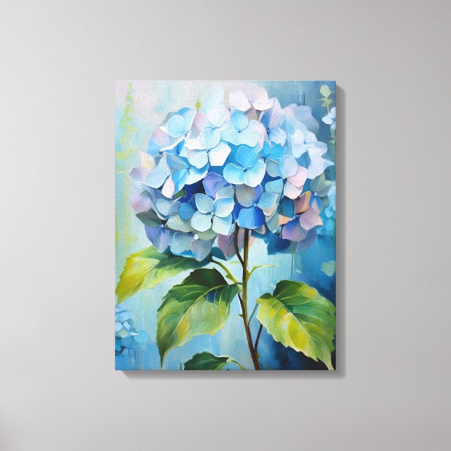Azure Elegance: Hydrangea im Blut Leinwanddruck (Vorderseite)