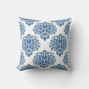 Azure Elegant Damask Kissen