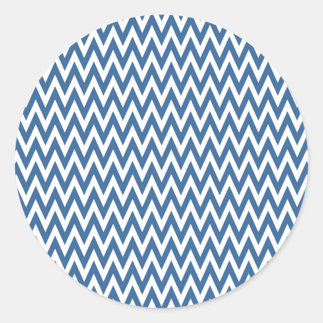 Azure Elegantes Zickzack Design Runder Aufkleber (Vorderseite)