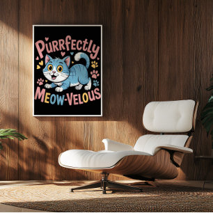 Azure Feline Meow-Velity Poster