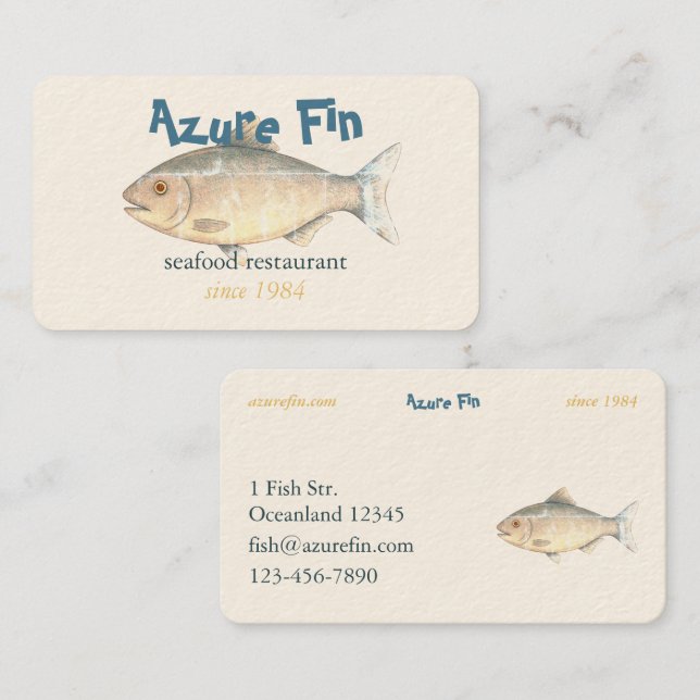 Azure Fin Classic Fish Restaurant Visitenkarte (Vorne/Hinten)