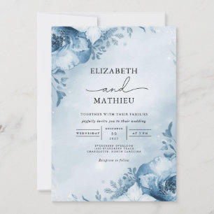 Azure Frost Bloom Wedding Einladung