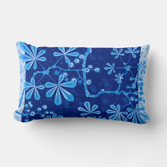 Azure Frost Blume Lumbar Pillow Lendenkissen (Vorderseite)