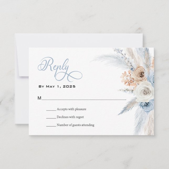 Azure & Gold Harmony Wedding RSVP Card Karte (Vorderseite)