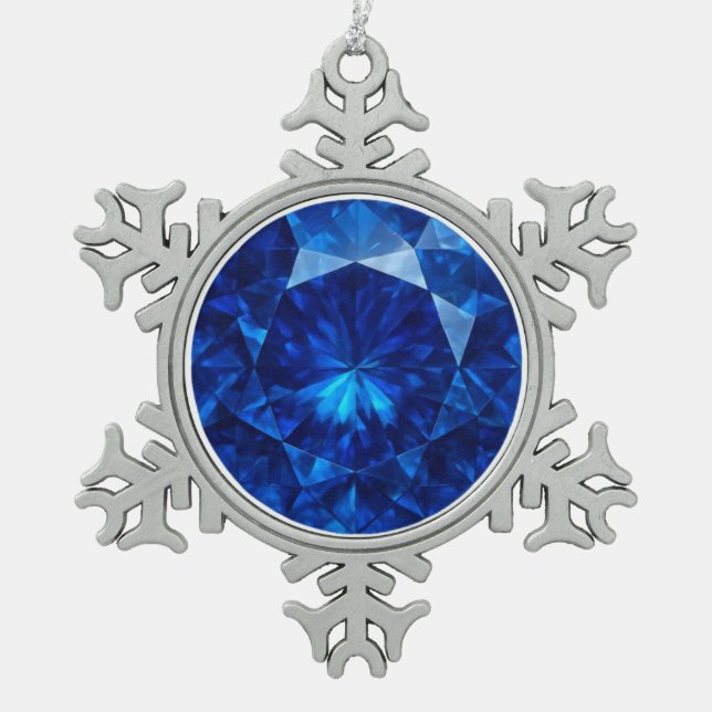Azure Heart Stone Schneeflocken Zinn-Ornament (Vorderseite)
