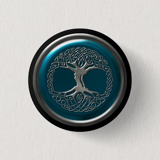 Azure Iron Celtic Tree Button (Vorderseite)