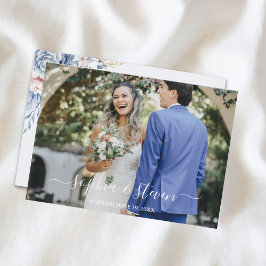 Azure & Ivory Floral Romance Wedding Dankeskarte