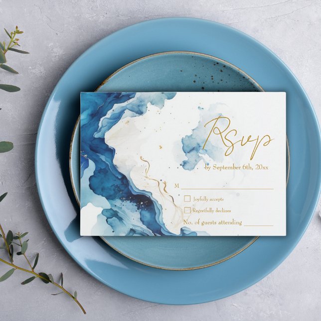AZURE Marble Dreams Gala RSVP Card Karte (Von Creator hochgeladen)