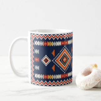 Azure Navy and Terracotta Geometric Tribal Kaffeetasse