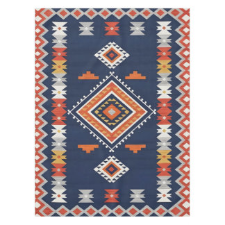 Azure Navy and Terracotta Geometric Tribal Tischdecke