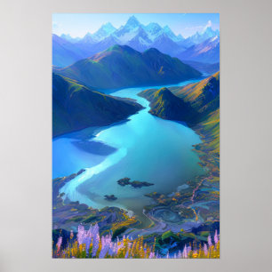 Azure Oasis: Ein serener Bergsee Poster