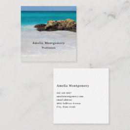 Azure Ocean Sandy Beach Foto Quadratische Visitenkarte
