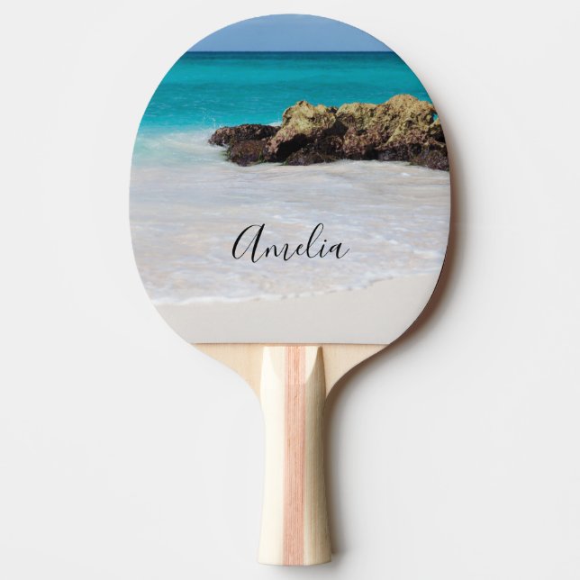 Azure Ocean Sandy Beach Foto Tischtennis Schläger (Vorderseite)