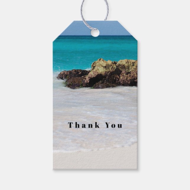 Azure Ocean Sandy Beach Foto Vielen Dank Geschenkanhänger (Vorderseite)