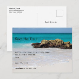 Azure Ocean Sandy Beach Foto Wedding Ankündigungspostkarte