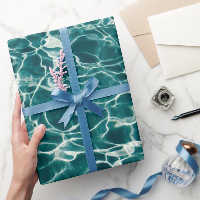 Azure Ocean Waves Wrapping Paper Geschenkpapier (Schenken)