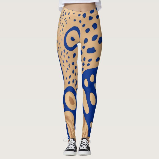 Azure Safari : Leggings avec Blue et Sand Animal (Devant)