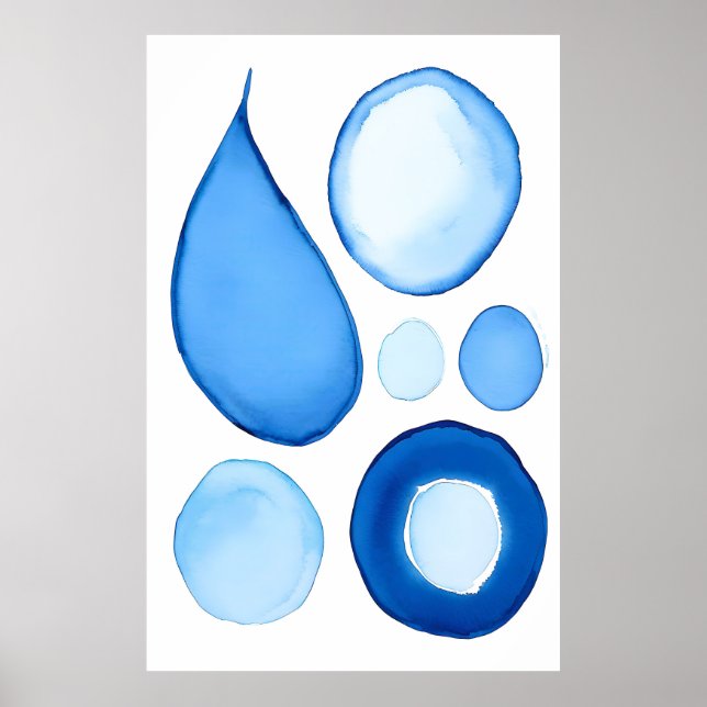Azure Serene Curves Abstrakt Poster (Vorne)