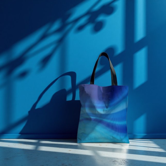 Azure Shift - Dynamic Blue Wave Gradient Tasche (Azure Shift Tote. Dynamic blue wave art for sophisticated everyday style.)