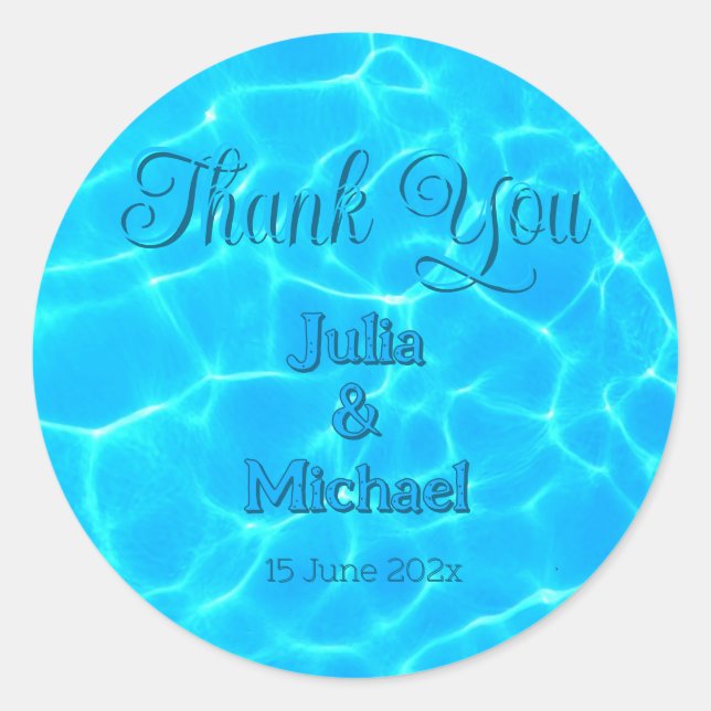 Azure Türkise Bleu Water Reflection Minimalismus Runder Aufkleber (Vorderseite)