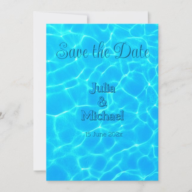 Azure Türkise Bleu Water Reflection Minimalismus Save The Date (Vorderseite)