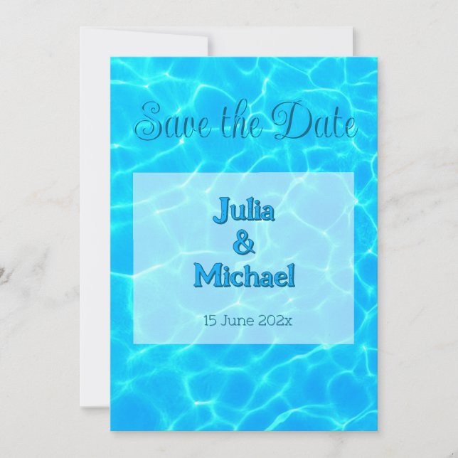 Azure Türkise Bleu Water Reflection Minimalismus Save The Date (Vorderseite)