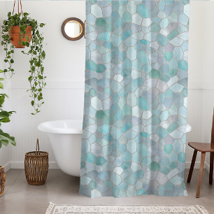 Azure Verdigris Mosaic Duschvorhang