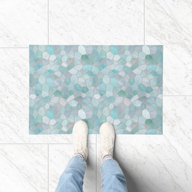 Azure Verdigris Mosaic Fußmatte (Indoor)