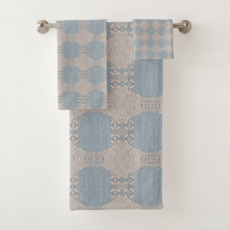 Azurévia Lace – Puderblau und Elfenbein geometrisc Badhandtuch Set