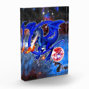 Azurit Kosmischer Drache Acrylblock Fotoblock